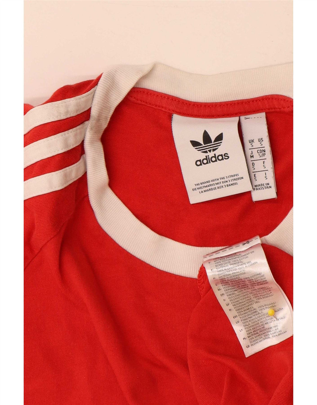 Adidas Mens T-Shirt Top Pequeno Algodão Vermelho