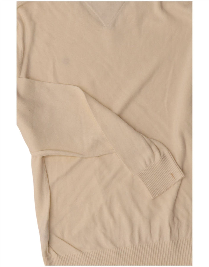 TOMMY HILFIGER Suéter masculino com decote em V médio algodão branco