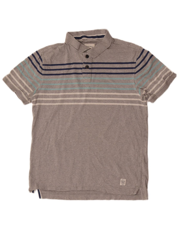 Camisa polo masculina Fat Face algodão listrado cinza médio