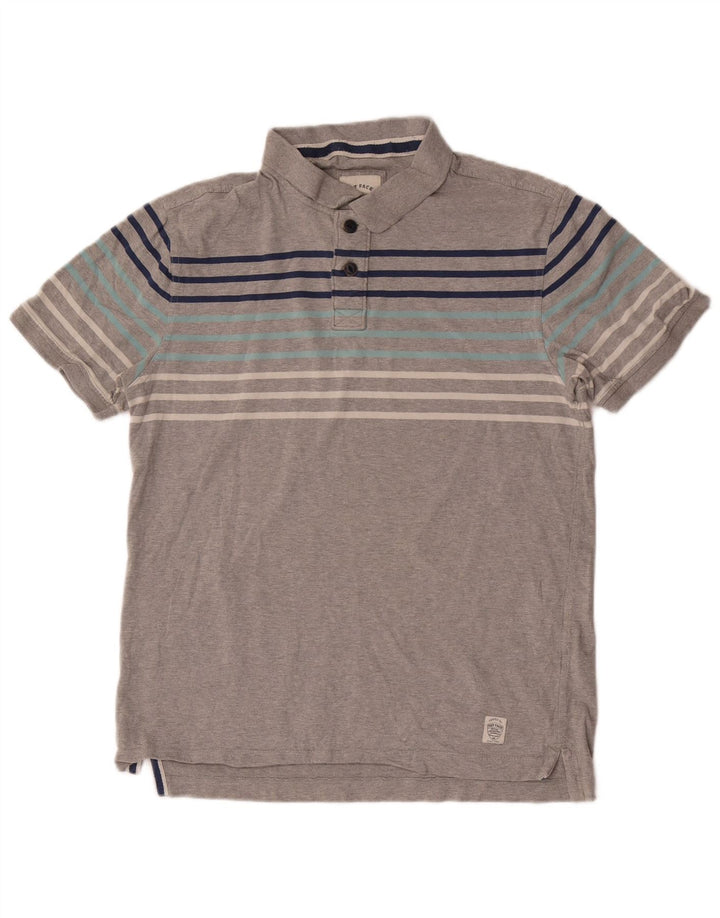 Camisa polo masculina Fat Face algodão listrado cinza médio