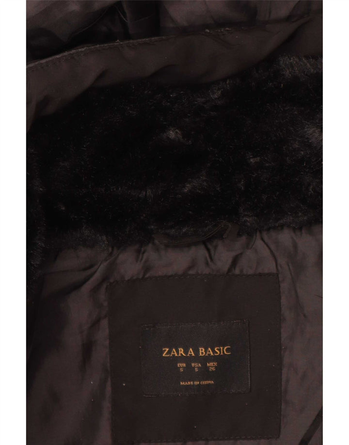 Jaqueta acolchoada com capuz feminina Zara UK 10 pequena preta
