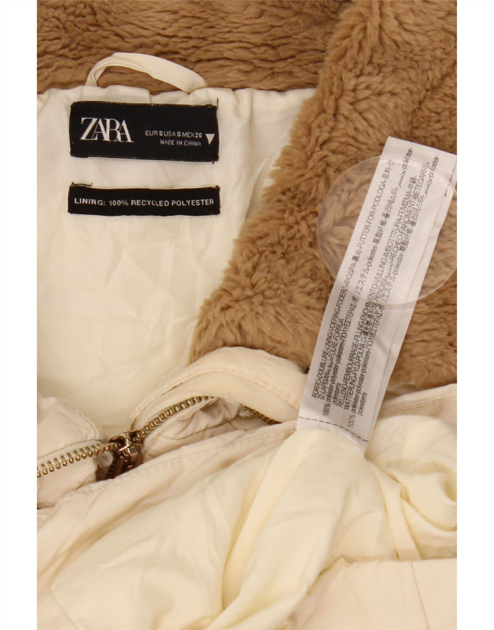 Jaqueta acolchoada superdimensionada feminina Zara UK 10 poliéster branco pequeno