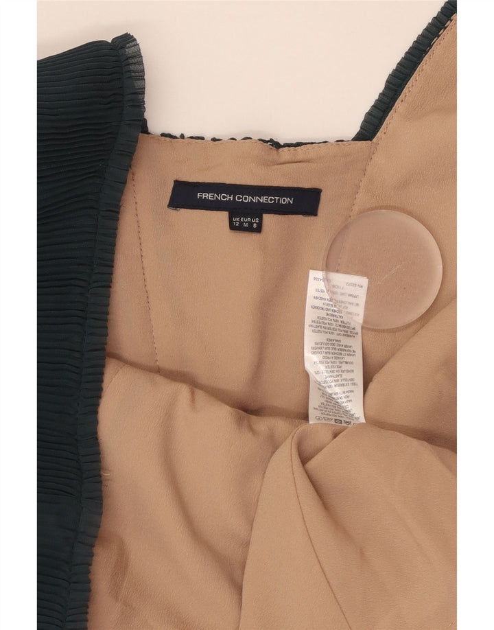 FRENCH CONNECTION Vestido feminino sem mangas evasê UK 12 verde médio