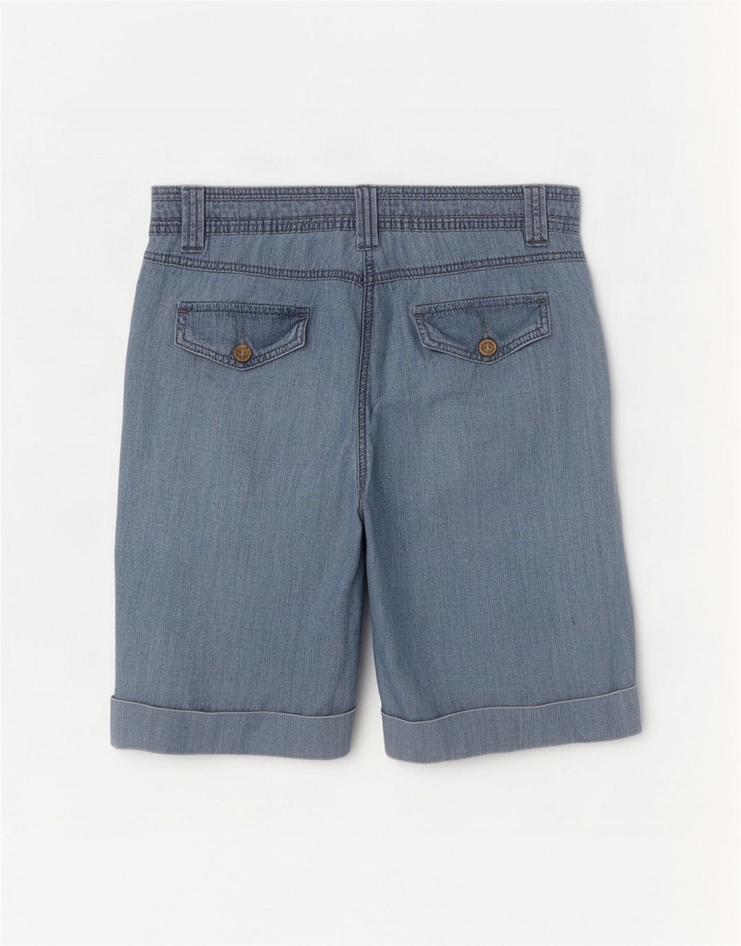 Bermuda feminina M&Co UK 14 grande W32 azul algodão