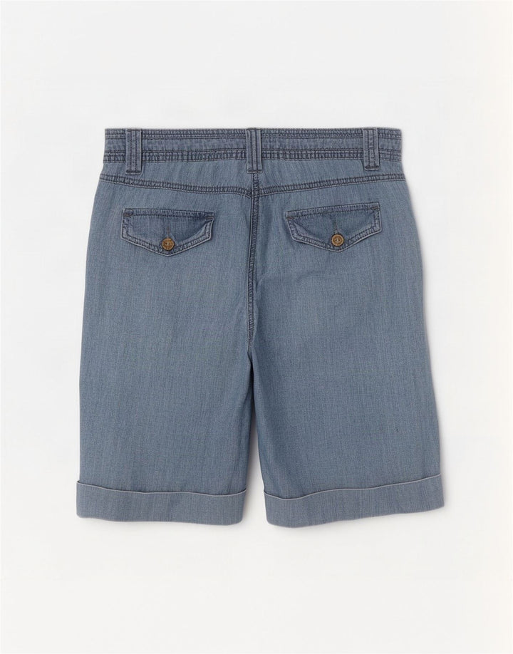 Bermuda feminina M&Co UK 14 grande W32 azul algodão