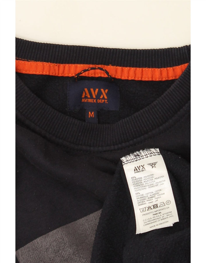 Avirex moletom gráfico masculino jumper médio algodão azul marinho