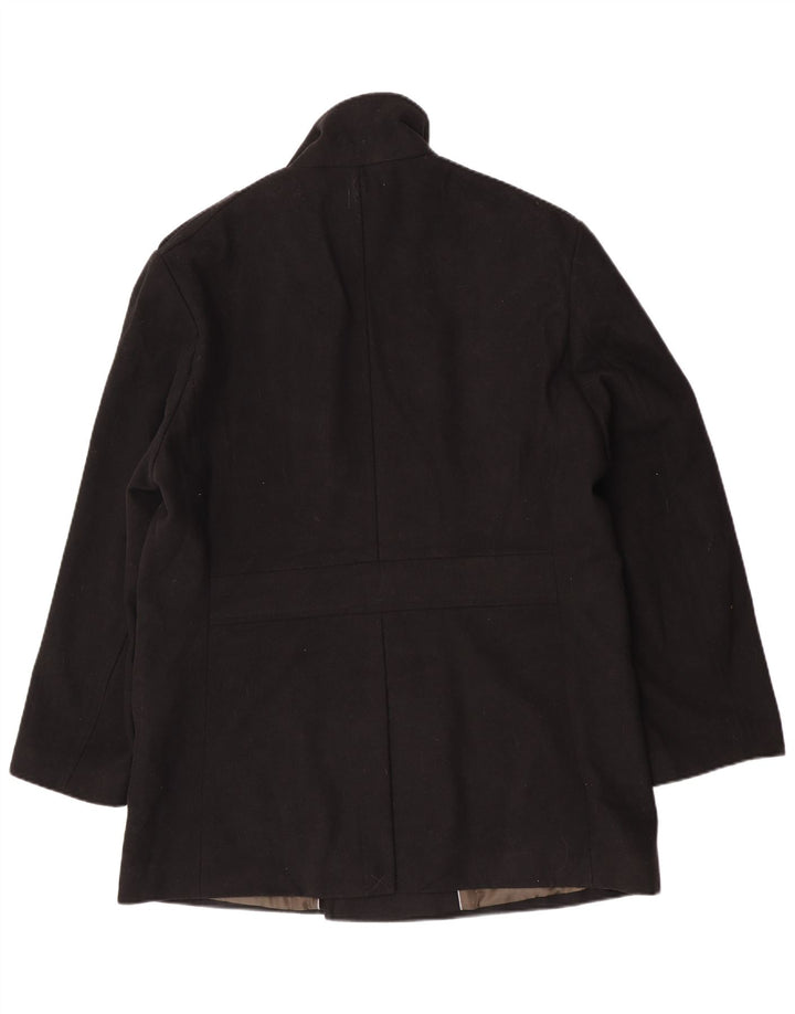 Casaco masculino Marks & Spencer com peito duplo militar Reino Unido 42 XL poliéster preto