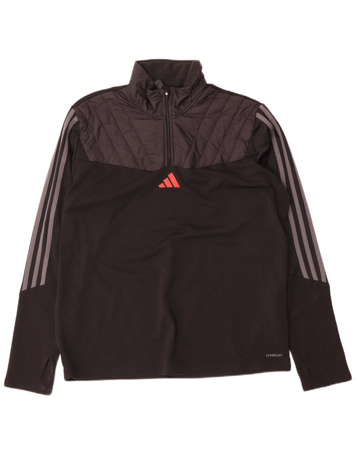 Adidas Mens Aeroready Zip Neck Pullover Treino Top XL Preto Colourblock