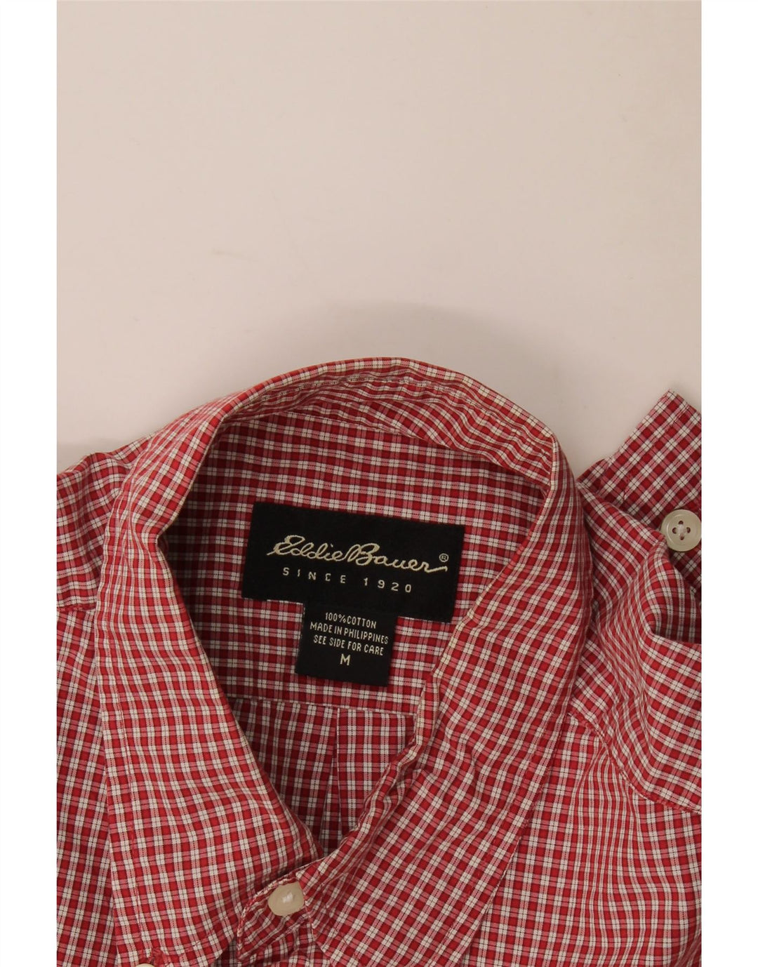 Camisa masculina Eddie Bauer de algodão xadrez vermelho médio
