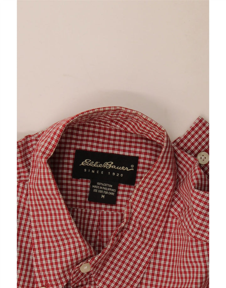 Camisa masculina Eddie Bauer de algodão xadrez vermelho médio