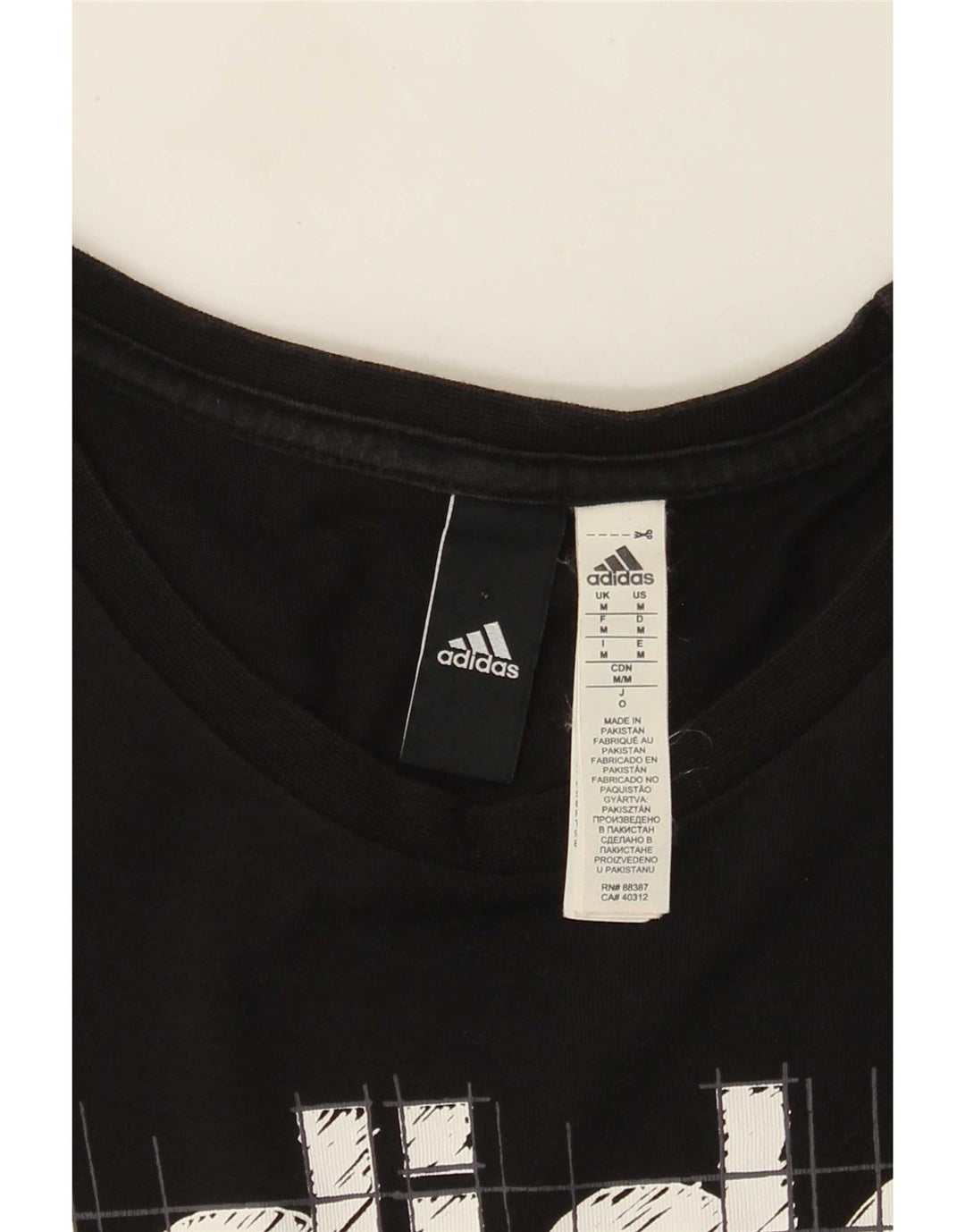 Adidas Mens Graphic T-Shirt Top Médio Algodão Preto