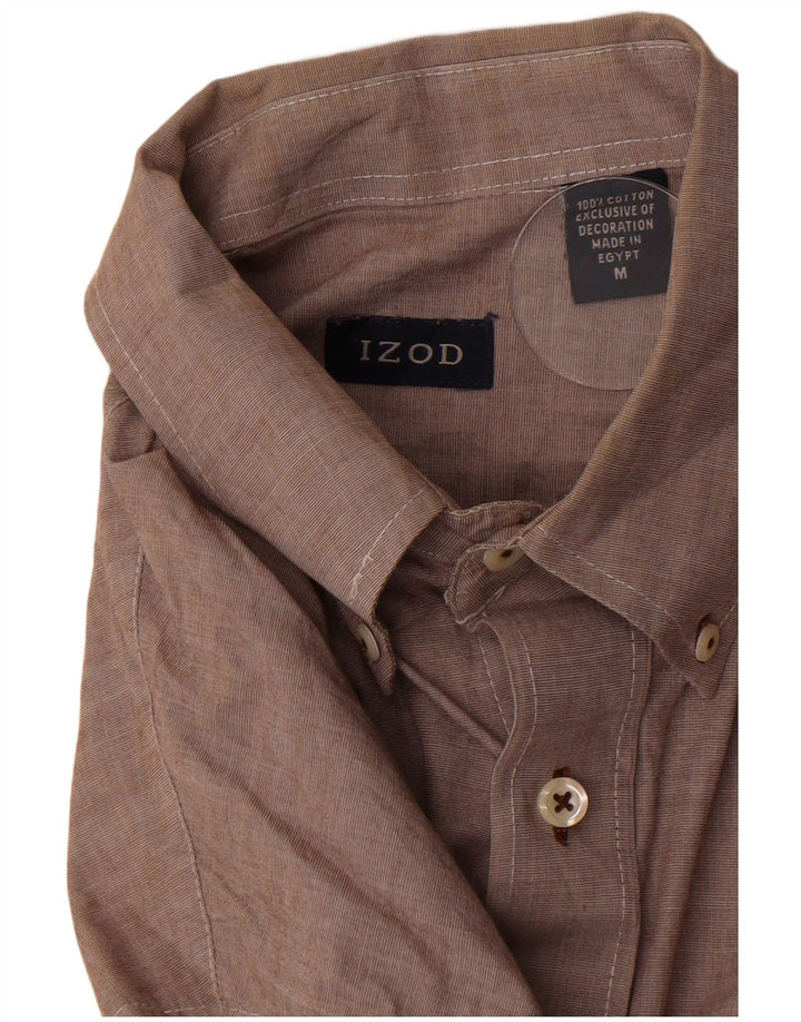 Camisa masculina Izod de algodão marrom médio