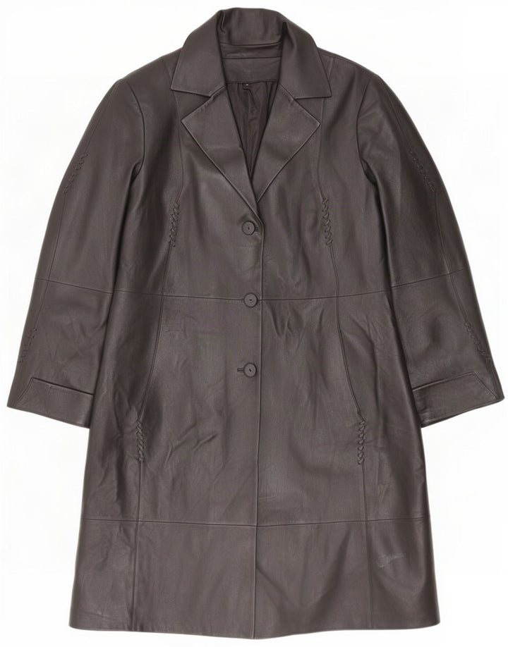 Casaco de couro feminino vintage IT 48 XL preto