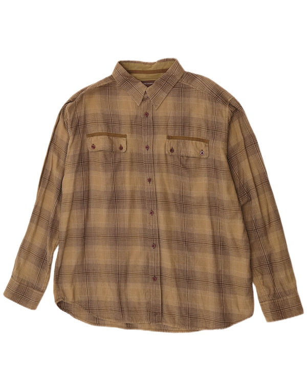 Camisa masculina de flanela Wrangler 2XL algodão xadrez cáqui