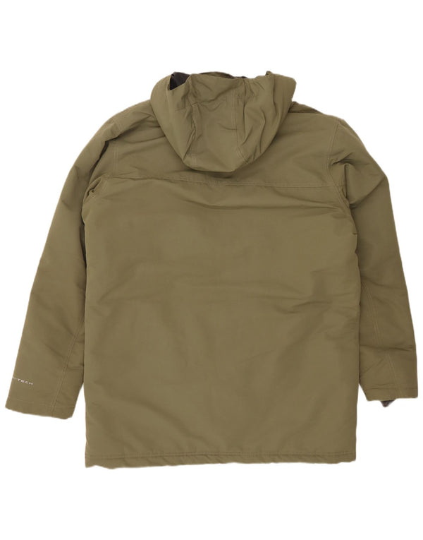 Jaqueta corta-vento masculina Columbia com capuz UK 40 poliéster cáqui grande
