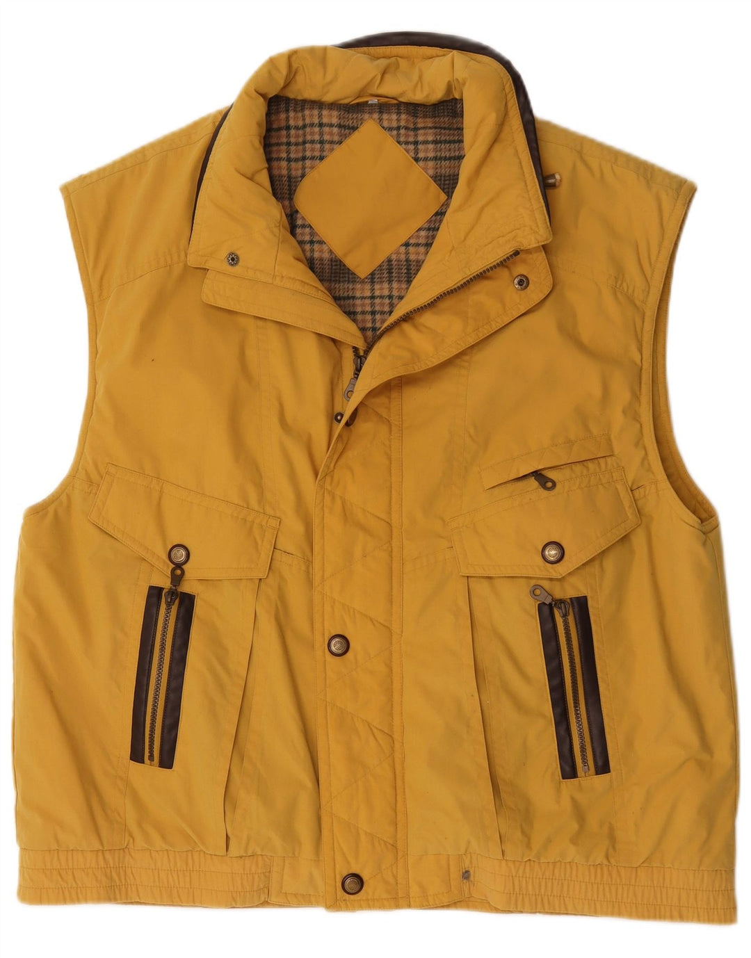Colete utilitário masculino vintage UK 42 XL poliéster amarelo
