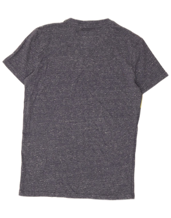 Camiseta masculina Superdry com estampa gráfica pequena de algodão manchado azul