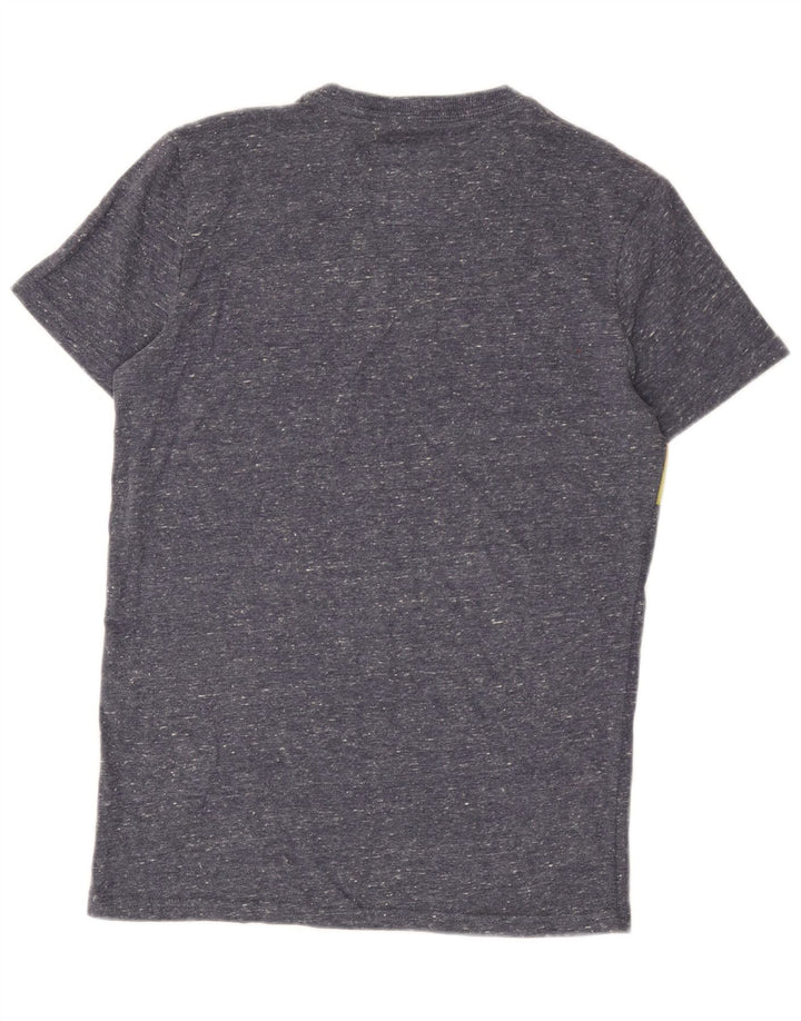 Camiseta masculina Superdry com estampa gráfica pequena de algodão manchado azul