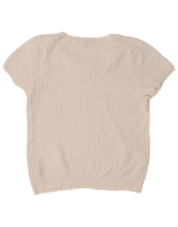 Camiseta feminina Marks & Spencer UK 10 pequena de algodão branco