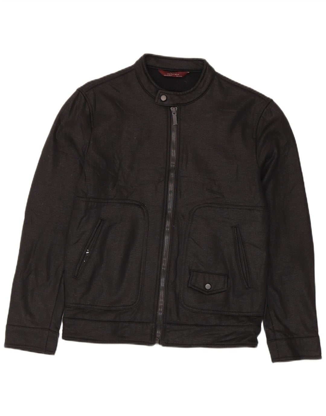Jaqueta bomber masculina Zara UK 38 poliéster preto médio