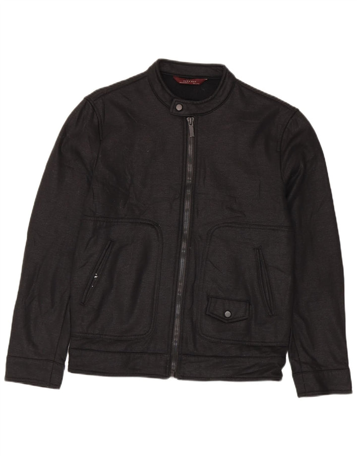 Jaqueta bomber masculina Zara UK 38 poliéster preto médio