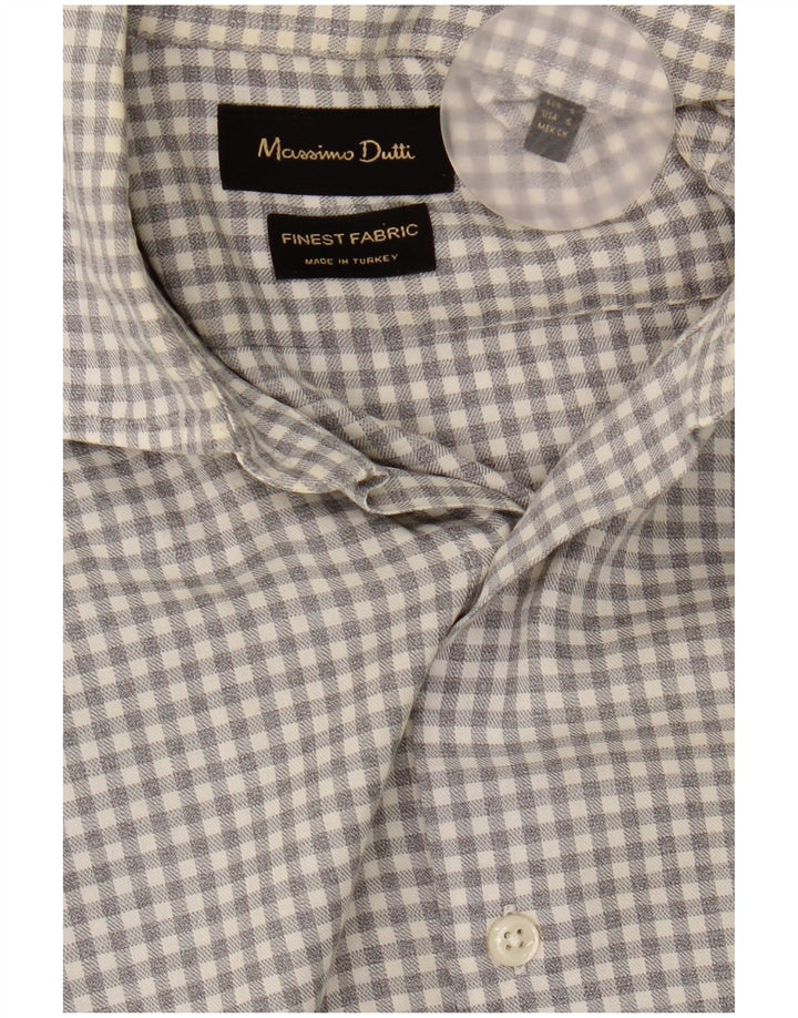 Camisa masculina Massimo Dutti pequena cinza guingão