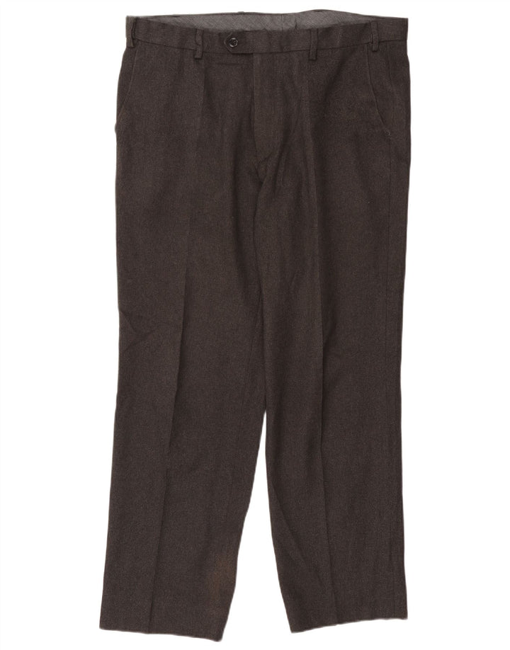 Calça masculina regular reta Marks & Spencer W38 L31 poliéster cinza