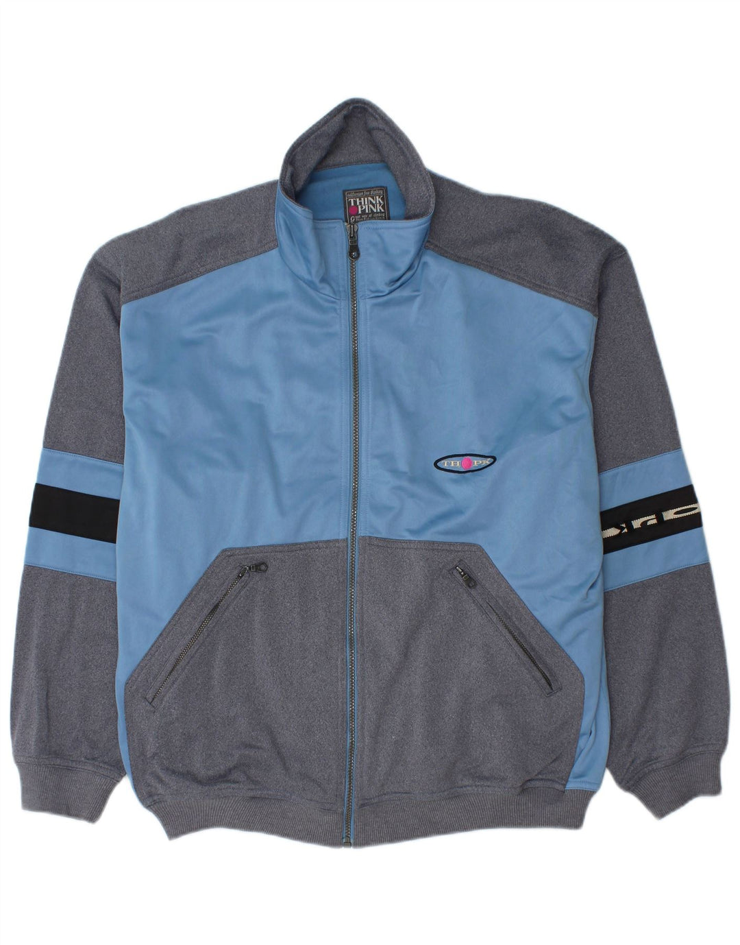 Think Pink Mens Treino Top Jaqueta Grande Bloco Colorido Azul