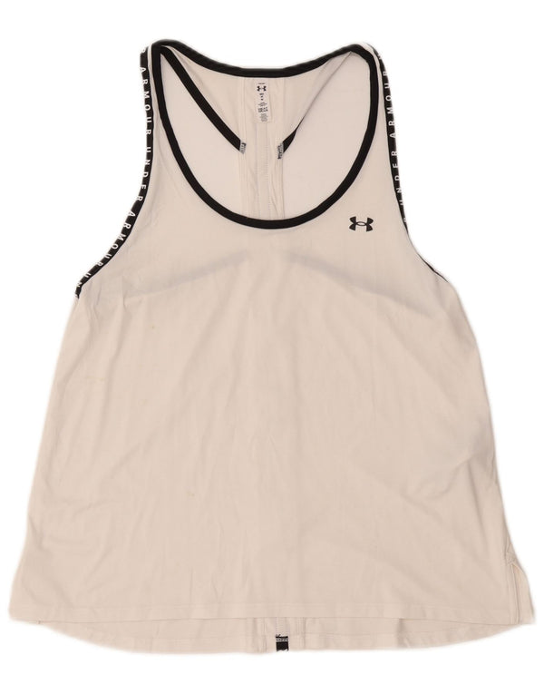 Under Armour Womens Heat Gear Graphic Vest Top UK 12 Medium White Polyester