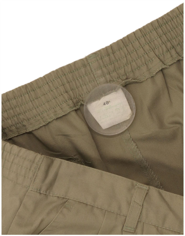 Shorts Chino Pegged Feminino Vintage IT 46 Grande W32 Khaki Poliéster