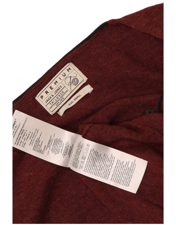Suéter masculino JACK & JONES com decote em V, pequeno, marrom, algodão