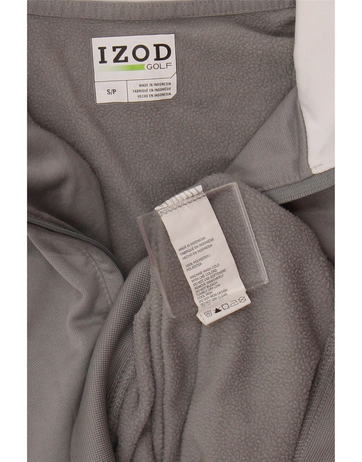 Suéter masculino Izod com zíper e pescoço pequeno poliéster cinza