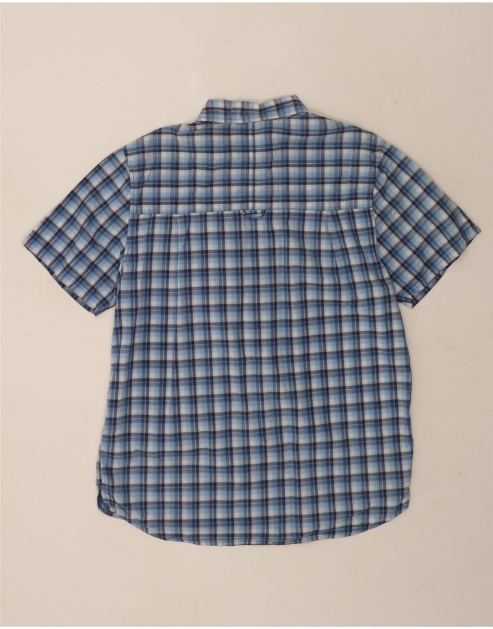 Camisa masculina de manga curta Mountain Warehouse algodão xadrez azul grande