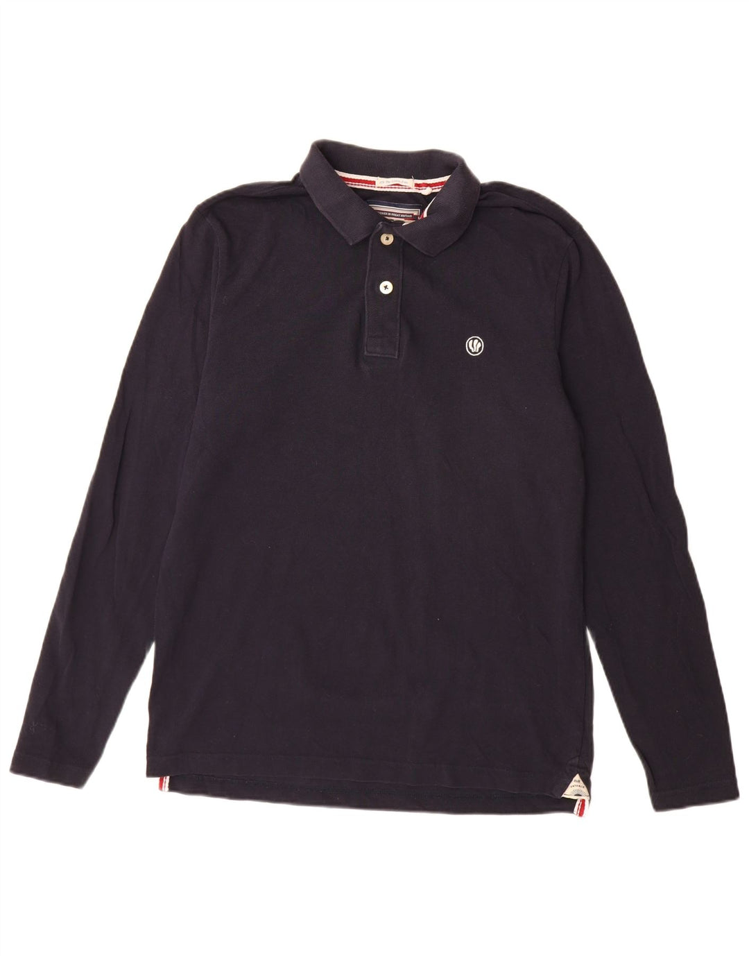 Camisa polo masculina de manga comprida Fat Face algodão azul marinho médio