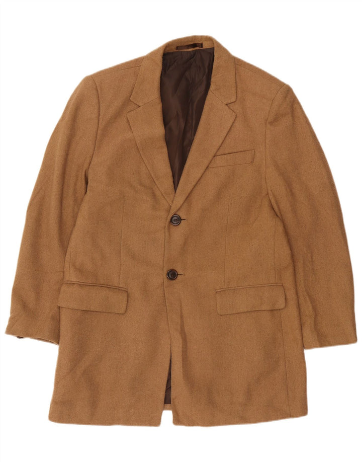Jaqueta blazer masculina de 2 botões Marks & Spencer Reino Unido 38 poliéster marrom médio