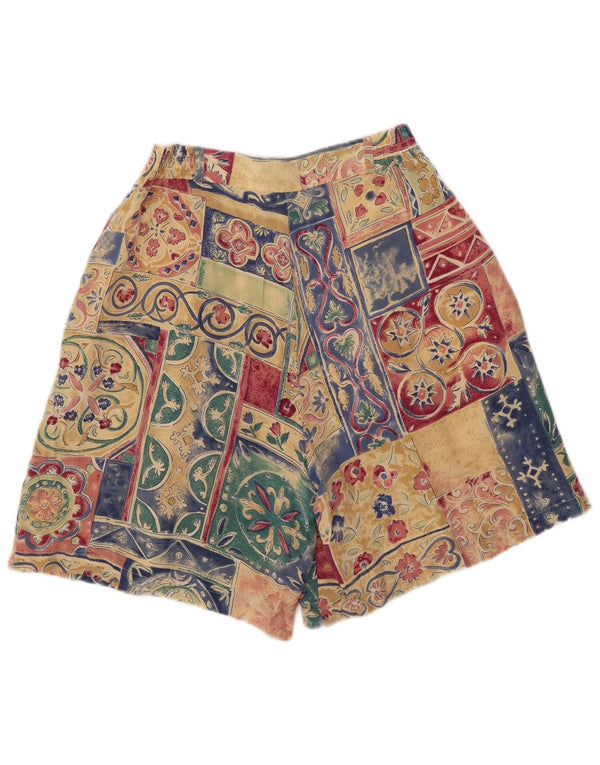 Shorts Chino Feminino Vintage W28 Médio Multicolorido Patchwork Seda