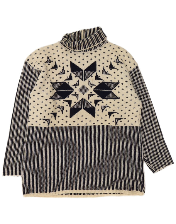 Suéter masculino Ermenegildo Zegna com gola redonda grande azul marinho Fair Isle
