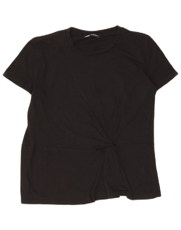 Blusa feminina Zara Top UK 10 pequeno algodão preto