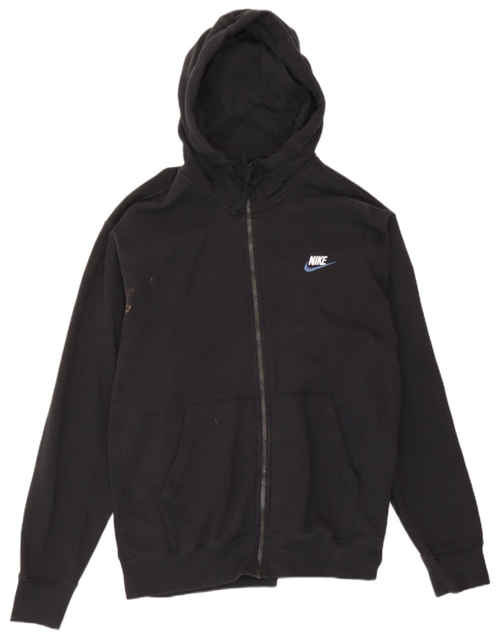 Suéter Nike masculino com capuz e zíper médio preto algodão