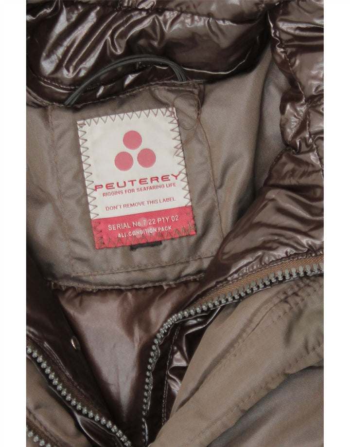 Casaco feminino acolchoado com capuz PEUTEREY UK 12 poliamida marrom médio