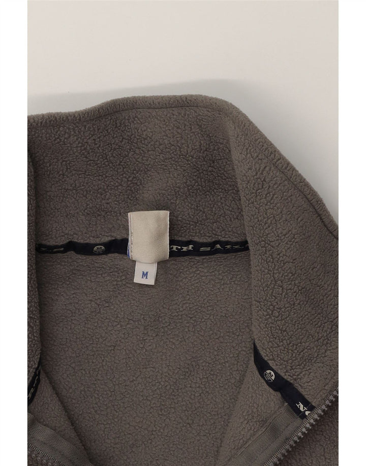 NORTH SAILS Mens Zip Neck Fleece Jumper Medium Grey Polyester Vintage North Sails and Second-Hand North Sails from Messina Hembry 