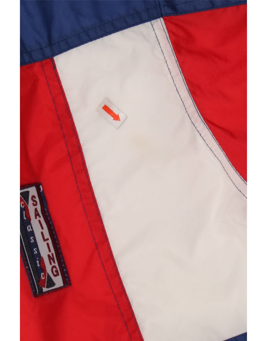 Jaqueta de chuva masculina com capuz MARCEL CLAIR Reino Unido 40 grande bloco colorido azul