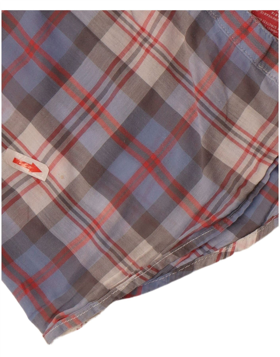 Camisa feminina Superdry manga 3/4 Reino Unido 14 algodão xadrez azul médio