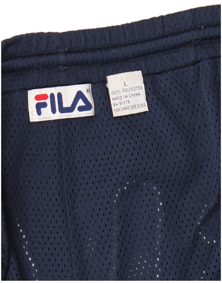FILA Mens Graphic Sport Shorts Large Navy Blue Polyester