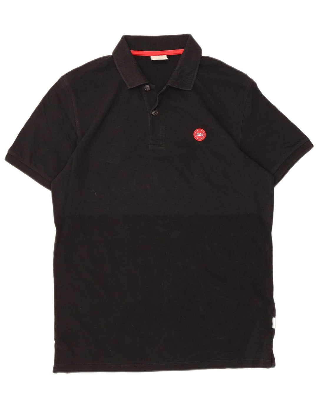 Camisa polo masculina Jack & Jones pequena de algodão preto