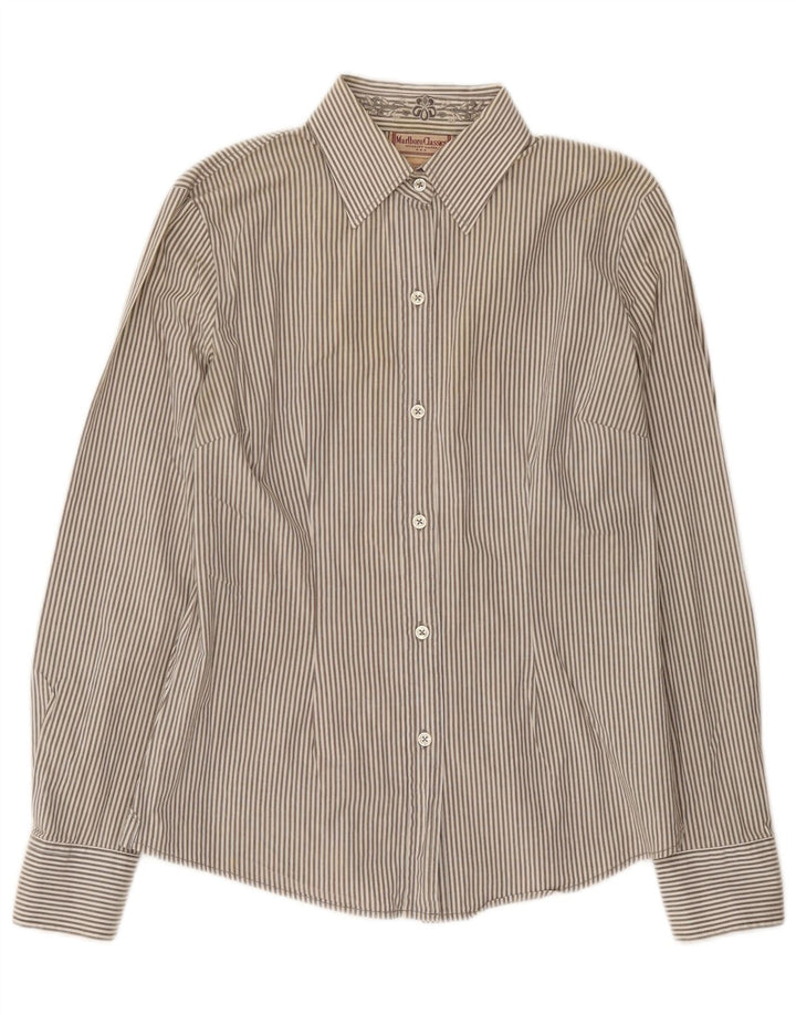 Camisa feminina Marlboro Classics EU 44 XL cinza risca de giz algodão