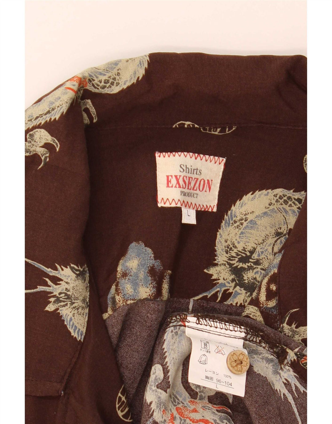 Exsezon Camisa masculina de manga curta com padrão abstrato grande marrom