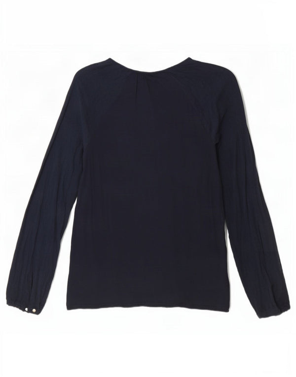 Top feminino Tommy Hilfiger manga comprida US 6 médio azul marinho viscose