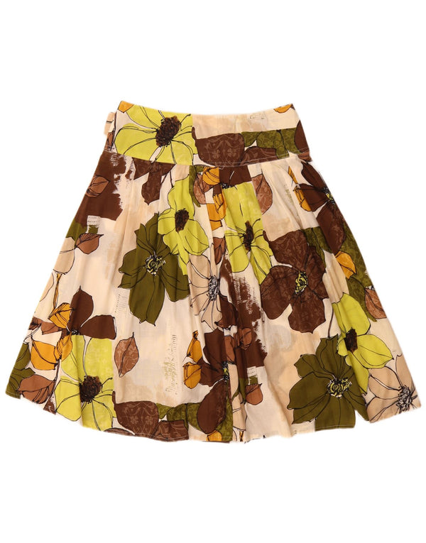 Saia feminina vintage IT 48 XL W32 algodão floral multicolorido boêmio