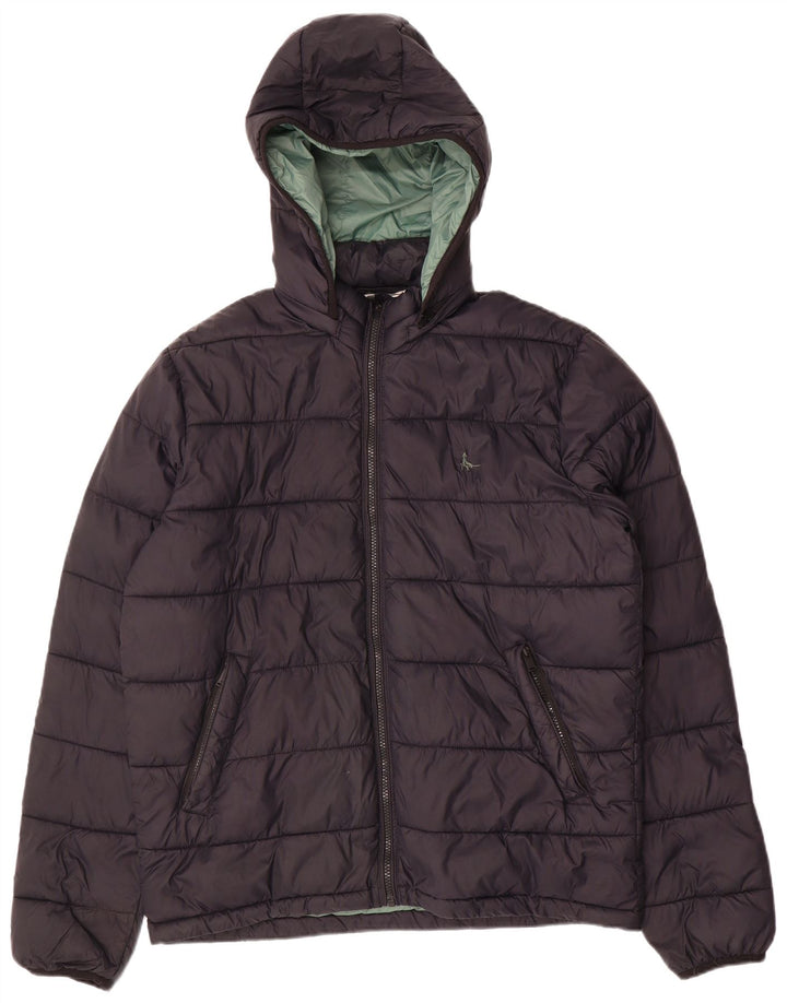 Jaqueta masculina acolchoada com capuz Jack Wills Reino Unido 38 nylon preto médio